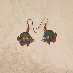 Earrings Fish, gold tone